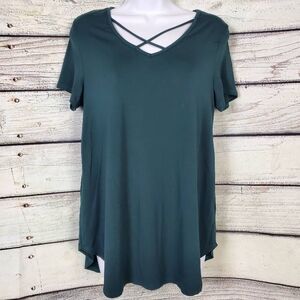 Lime & Chili Green Criss Cross Neck Short Sleeve Tunic Top Women’s XL